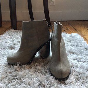 Jeffrey Campbell Gray Suede Stud Booties